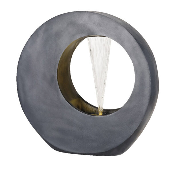 Lumineo Circular Fountain Water Feature with LEDs, Anthracite - Medium