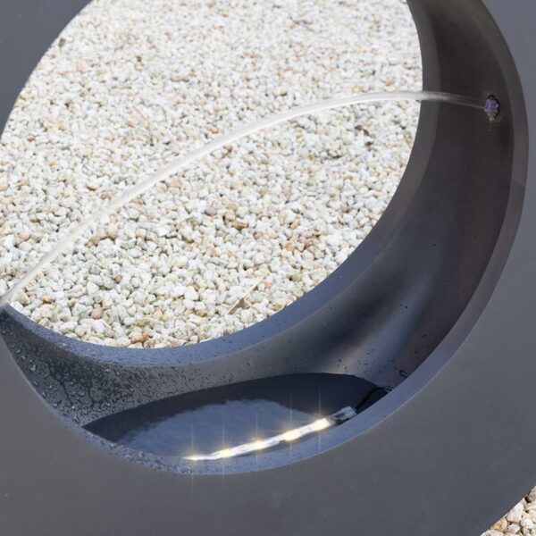 Lumineo Circular Fountain Water Feature with LEDs, Anthracite - Medium close