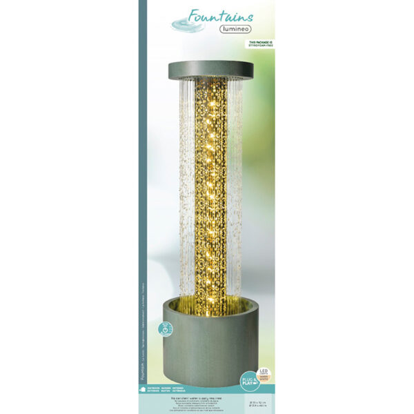 Lumineo Cylinder Raindrop Fountain Water Feature, 112cm Green Catalogue