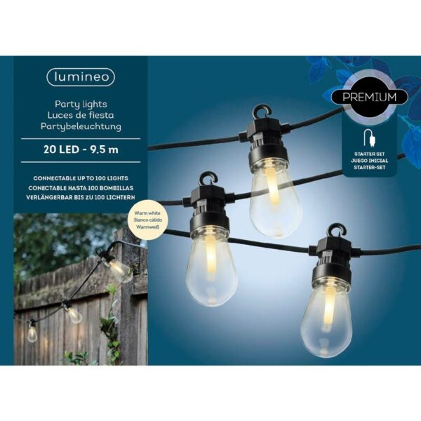 Lumineo 20 Premium Static LED Party Lights Starter Set - Filament Style