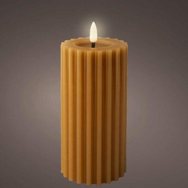 Lumineo Brown Wax LED Carved Candle (17cm)