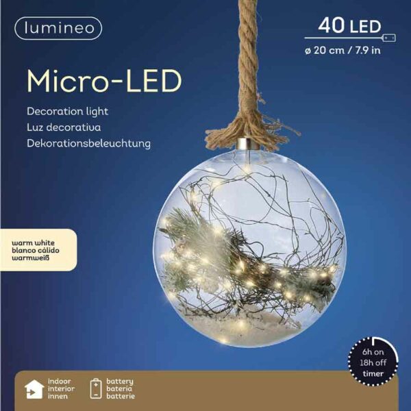 Lumineo Micro LED Hanging Ball with Foliage