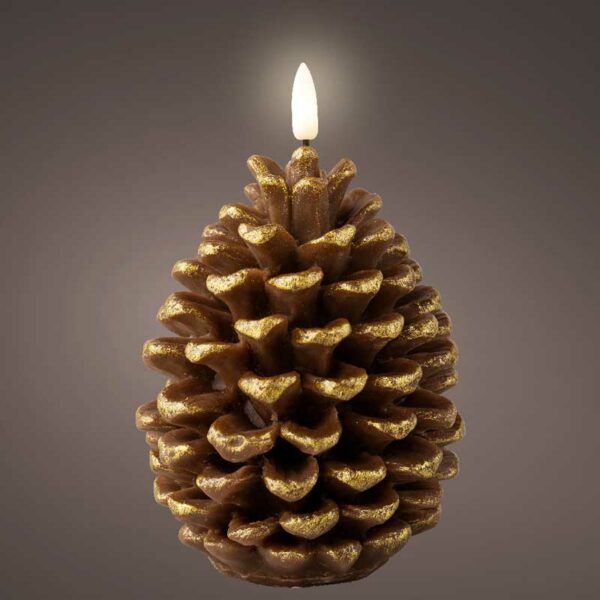 Lumineo Brown Wax LED Pinecone Candle