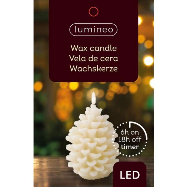 Lumineo Cream Wax LED Pinecone Candle