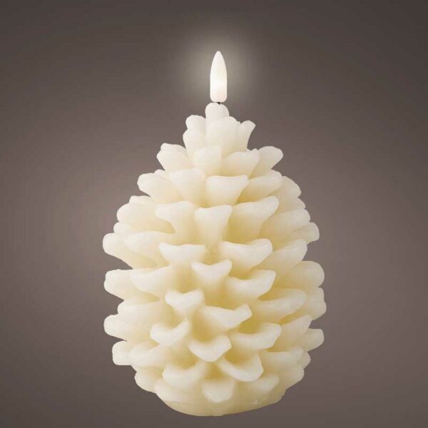Lumineo Cream Wax LED Pinecone Candle