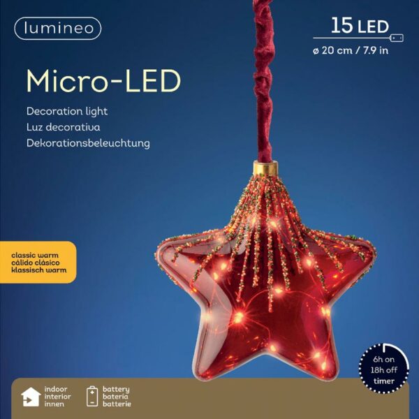 Lumineo Micro LED Hanging Red Star