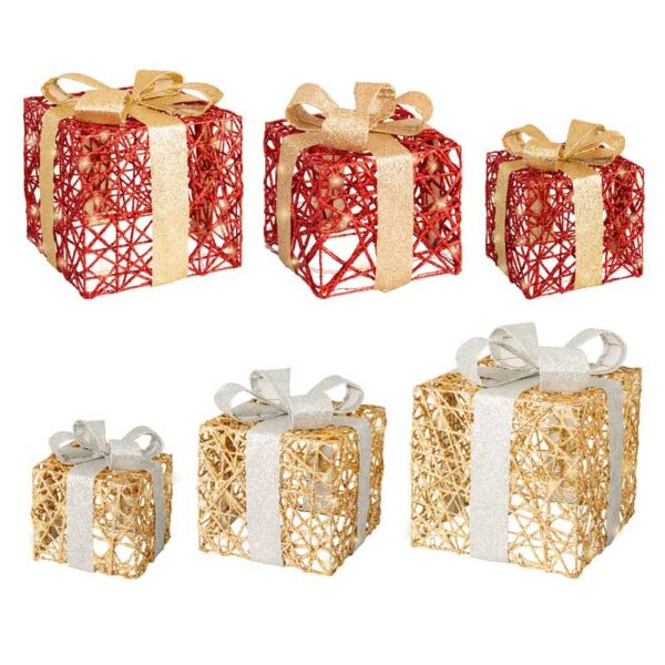 Lumineo Micro LED Battery-Operated Paper Giftboxes (Set of 3)