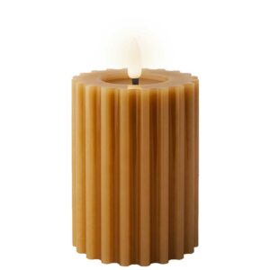 Lumineo Brown Wax LED Carved Candle (12cm)