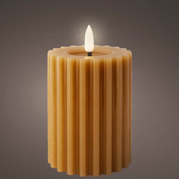 Lumineo Brown Wax LED Carved Candle (12cm)