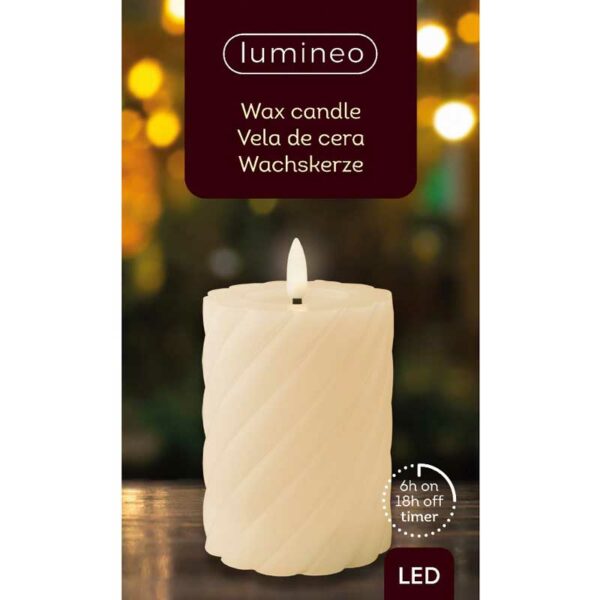 Lumineo Cream Wax LED Twisted Candle (12cm)