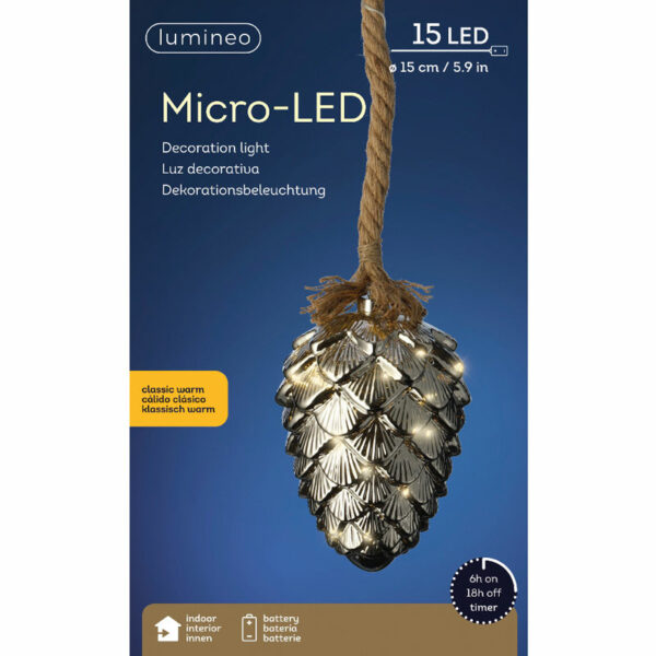 Lumineo Micro LED Hanging Smokey Pinecone