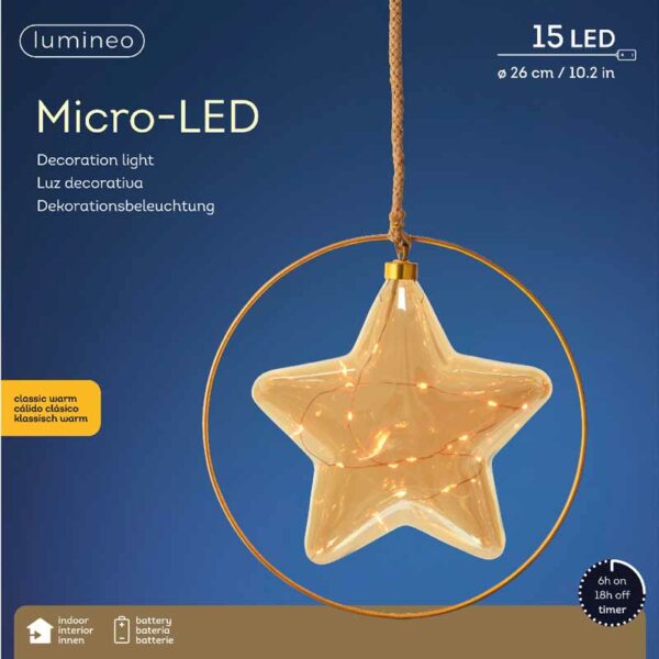 Lumineo Micro LED Hanging Star with Hoop