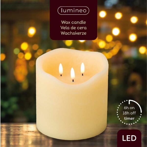 Lumineo 3-Wick LED Wax Candle