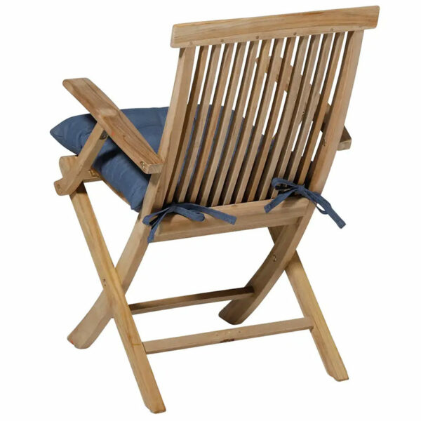 Madison Saphire Blue Panama Toscane Seat Cushion ties on garden chair