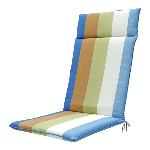 Madison High Back Garden Recliner Seat Pad - Vivero Azure Stripe