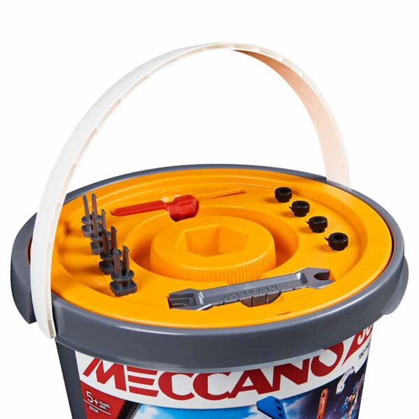 Meccano Junior, 150-Piece Bucket STEAM Model Building Kit for Open-Ended Play, Ages 5+ lid