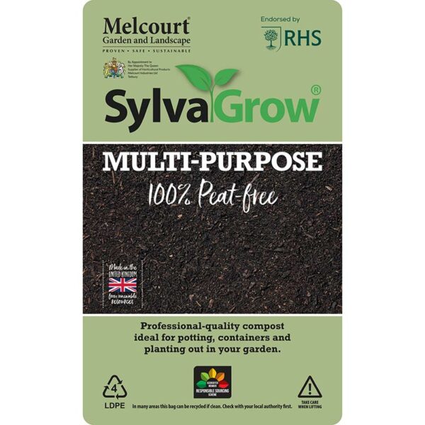 Melcourt SylvaGrow Multi-Purpose Peat-Free Compost 40 litres viewed from front