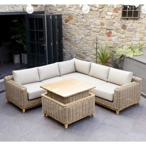 Supremo Leisure Oakham Mini Modular Garden Lounge Set with Square Adjustable Table