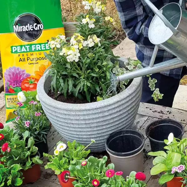 Miracle-Gro Peat Free Premium All Purpose Compost (40 litres) being watered
