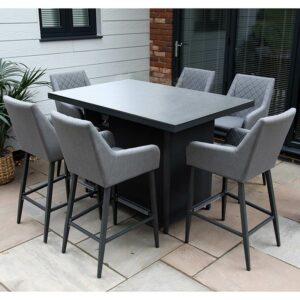 Supremo Leisure Mirfield 6 Seat Bar Set in Slate Grey with Rectangular Table