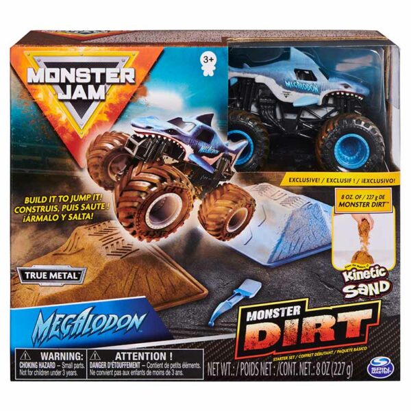Monster Jam Dirt Starter Set, Featuring 8oz of Monster Dirt and Official 1:64 Scale Die-Cast Monster Jam Truck (Styles Vary) packshot