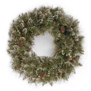 National Tree Glittery Bristle Christmas Wreath with Cones