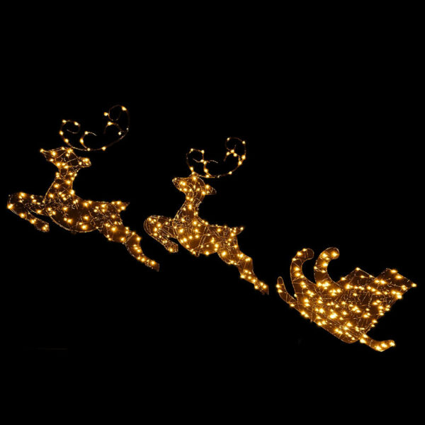 NOMA Black Frame Duo-Bulb Two Reindeer & Sleigh