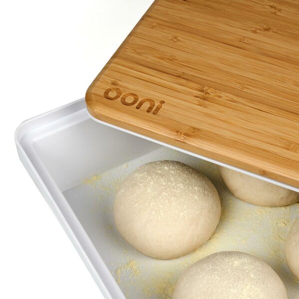 Ooni Pizza Prep Lid with dough visible