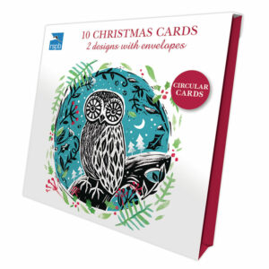 RSPB Luxury Circular Christmas Cards - Linocut Scene (Pack of 10)