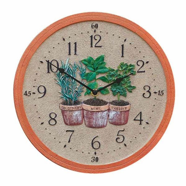 A studio cut out of the Outside In 12-Inch Herbs Wall Clock and Thermometer