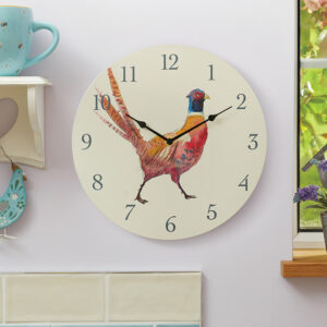 Outside In 12-Inch Pheasant Wall Clock in situ