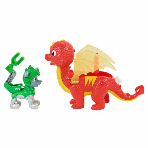 PAW Patrol, Rescue Knights Chase and Dragon Draco Action Figures Set, Ages 3+ red