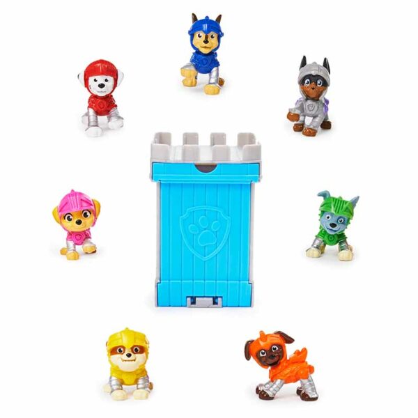 PAW Patrol, Rescue Knights 5.1cm Collectible Surprise Box Mini Figure with Castle Tower Container (Style May Vary), Ages 3+ group