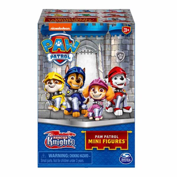 PAW Patrol, Rescue Knights 5.1cm Collectible Surprise Box Mini Figure with Castle Tower Container (Style May Vary), Ages 3+ packshot