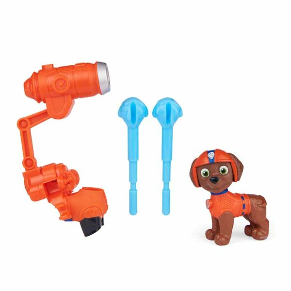 PAW Patrol, Movie Collectible Zuma Action Figure with Clip-on Backpack and 2 Projectiles, Ages 3+ orange
