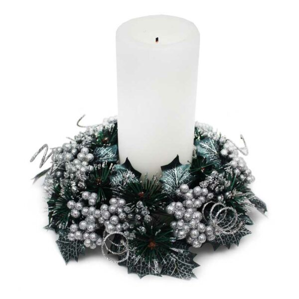 Peggy Wilkins Silver Glittery Berries Candle Ring