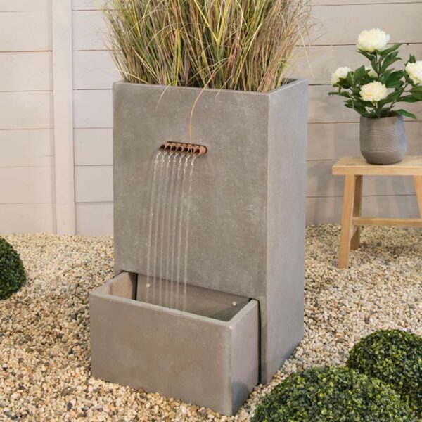 Planter Fountain Water Feature, 100cm Light Grey