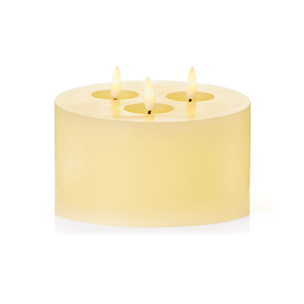 Premier Battery-Operated Cream FLIKABRIGHTS 3-Wick Wax Pool Candle with Timer