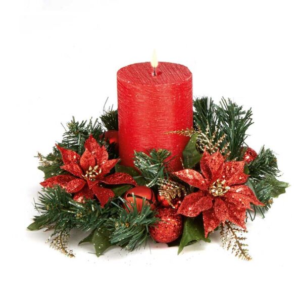 Premier Glitter Poinsettia Candle Ring