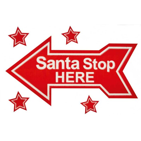 Premier Santa Stop Here Arrow Window Sticker