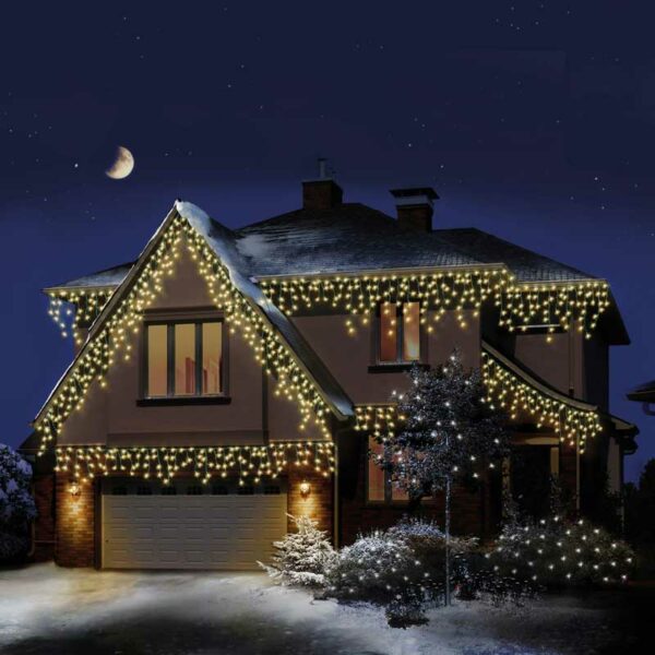 Premier 240 LED SNOWING ICICLEBRIGHTS with Timer - Warm White