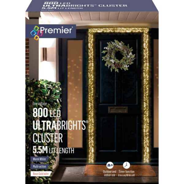 Premier 800 Multi-Action LED ULTRABRIGHTS CLUSTER with Timer - Warm White