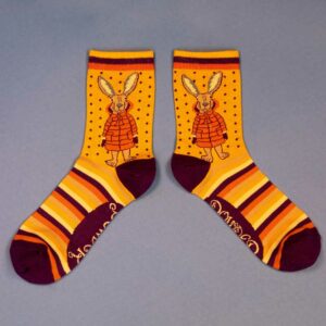 Powder Puffa Jacket Bunny Ankle Socks - Mustard