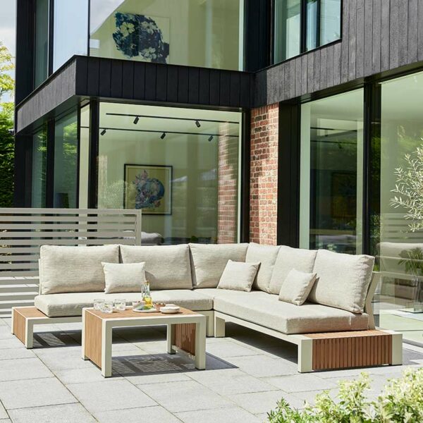 LIFE Outdoor Living Pullover Lounge Set in Beige shown with scatter cushions (not included)