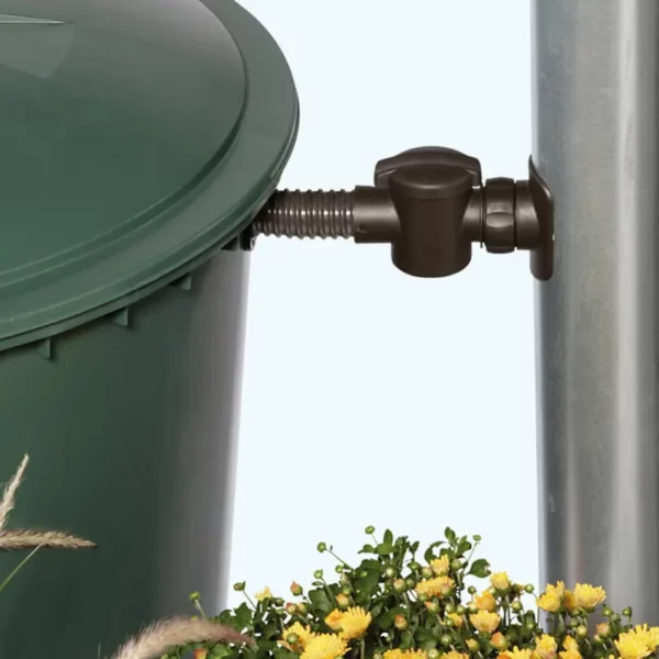 Round Water Butt with Lid & Tap (210 litres) downpipe
