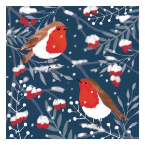 RSPB Small Square Christmas Cards - Robins & Berries (Pack of 10)