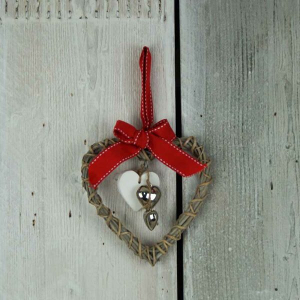 Satchville Small Hanging Wicker Heart with Bow