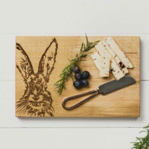 Scottish Made Hare Oak Cheese Board & Knife Set