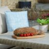 Sky Blue Wicker Square Scatter Cushion in use