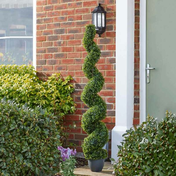 Smart Garden 150cm Artificial Topiary Boxwood Twirl in situ